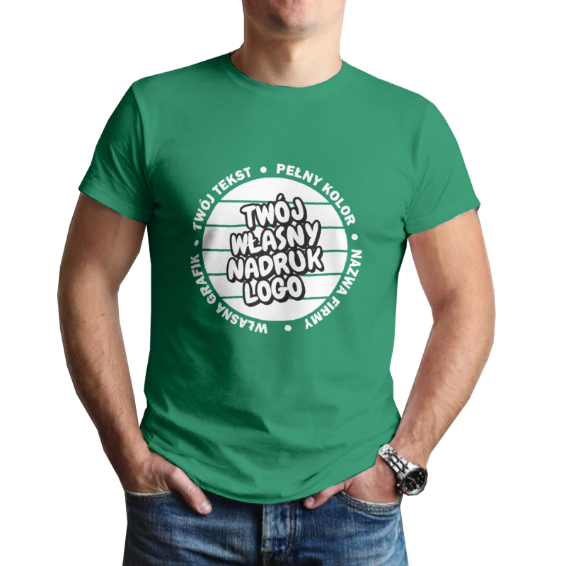 T-shirt męski 100% bawełna zielony 190 g/m2 z twoim nadrukiem T-shirt męski 100% bawełna zielony 190 g/m2 z twoim nadrukiem