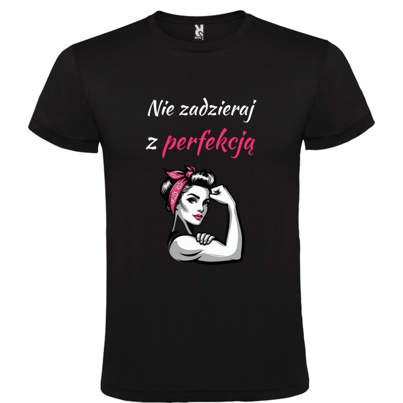 T-shirt koszulka czarna damska z nadrukiem ZOŁZA idealny prezent W4 T-shirt koszulka czarna damska z nadrukiem ZOŁZA idealny prezent W4
