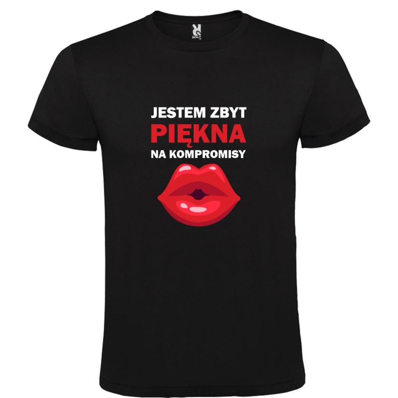 T-shirt koszulka czarna damska z nadrukiem ZOŁZA idealny prezent W9 T-shirt koszulka czarna damska z nadrukiem ZOŁZA idealny prezent W9