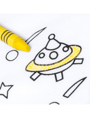 Dziecięcy plecak z włókniny z wzorem do pokolorowania wraz z 5 kredkami