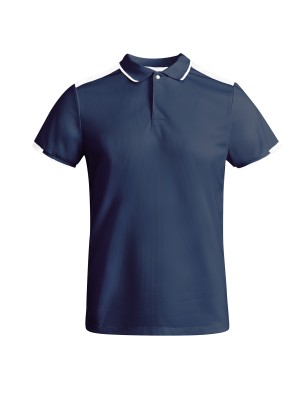 Męska elegancka koszulka polo granatowa białe wstawki