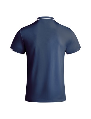 Męska elegancka koszulka polo granatowa białe wstawki