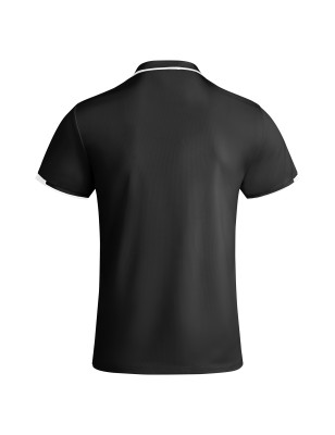 Męska elegancka koszulka polo czarna białe wstawki