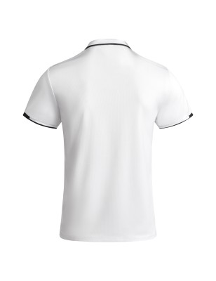 Męska elegancka koszulka polo biała czarne wstawki z twoim nadrukiem