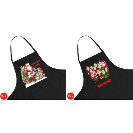 Fartuch kuchenny czarny na boże narodzenie  - WYPRZEDAŻ