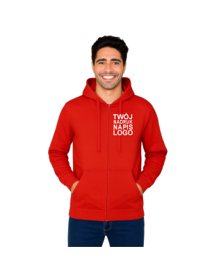 Bluza dresowa na zamek z kapturem męska czerwona z twoim nadrukiem