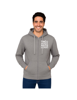 Bluza dresowa na zamek z kapturem męska szara z twoim nadrukiem