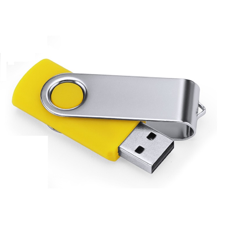 Pendrive 32GB USB 2.0 żółty metalowy klips