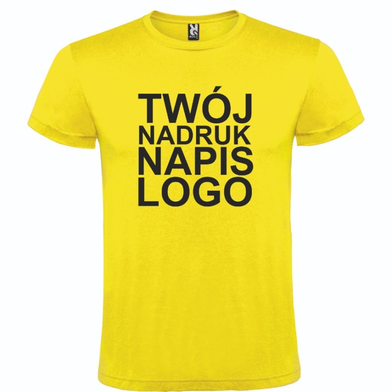 Męska koszulka T-shirt z twoim napisem nadrukiem żółta