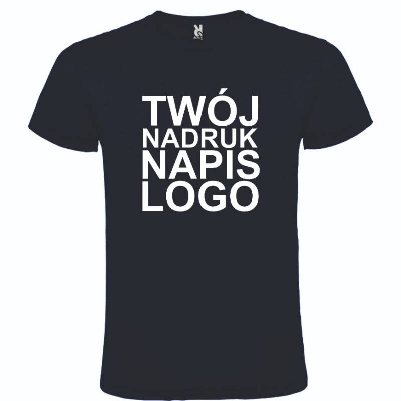 Męska koszulka T-shirt z twoim napisem nadrukiem granatowa