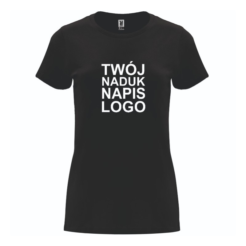 Damska koszulka T-shirt z twoim napisem nadrukiem logo czarna