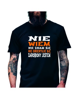 Koszulka Męska Młodzieżowa T-Shirt ZAROBIONY JESTEM Bawełna