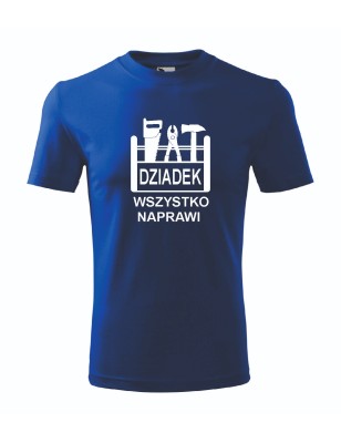 T-shirt męski chabrowy dziadek wszystko naprawi roz. S