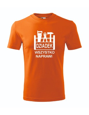 T-shirt męski pomarańcz dziadek wszystko naprawi roz. S