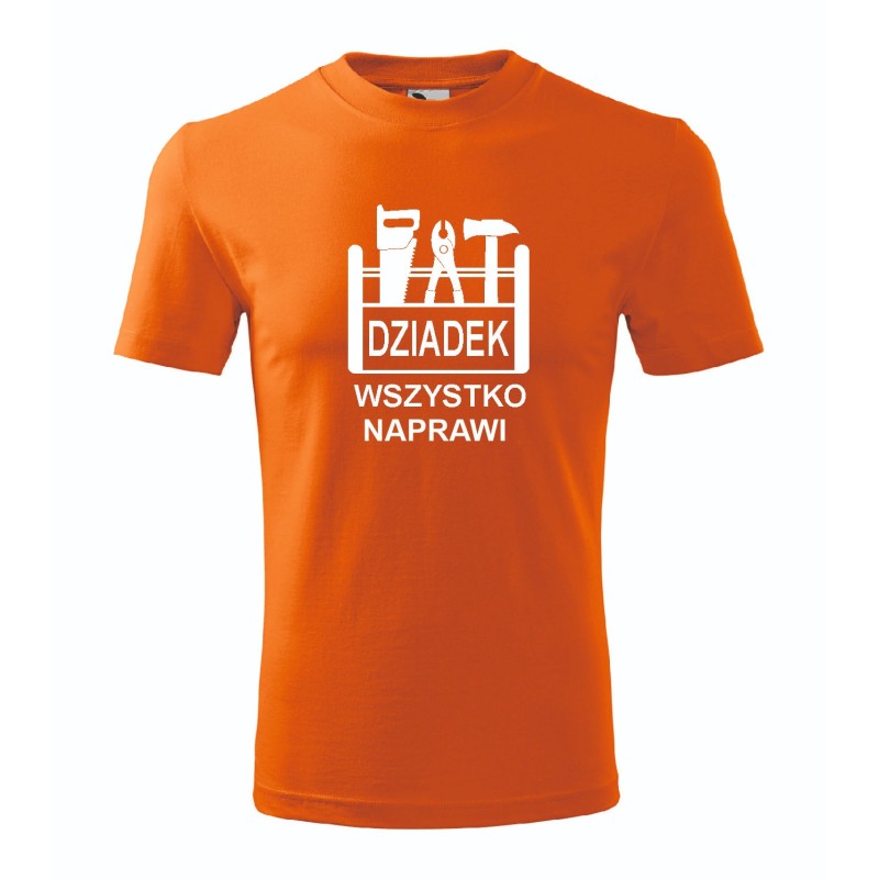 T-shirt męski pomarańcz dziadek wszystko naprawi roz. S