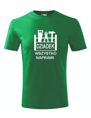 T-shirt męski zielony dziadek wszystko naprawi roz. S