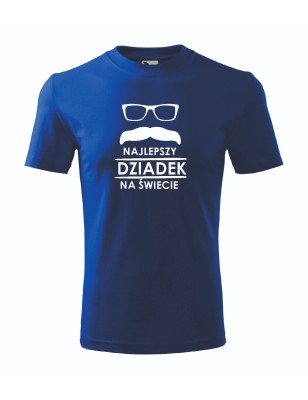 T-shirt męski chabrowy najlepszy dziadek na świecie roz. S