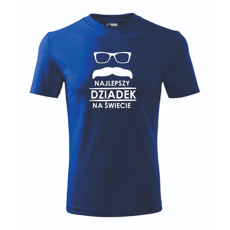 T-shirt męski chabrowy najlepszy dziadek na świecie roz. S