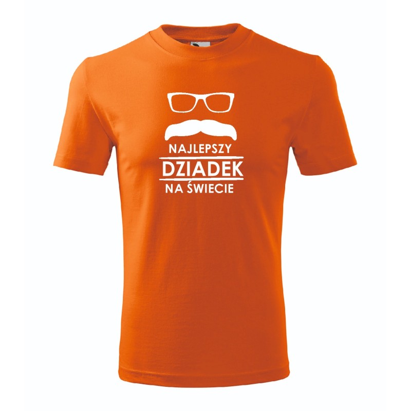 T-shirt męski pomarańcz najlepszy dziadek na świecie roz. S