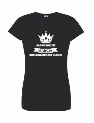 T-shirt damski czarny jej wysokość babcia roz. S