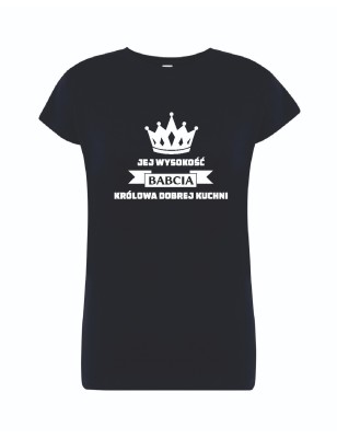 T-shirt damski granatowy jej wysokość babcia roz. S