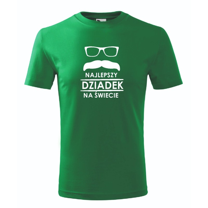 T-shirt męski zielony najlepszy dziadek na świecie roz. S