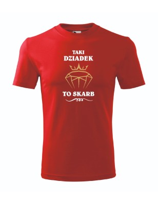 T-shirt męski czerwony taki dziadek to skarb roz. S