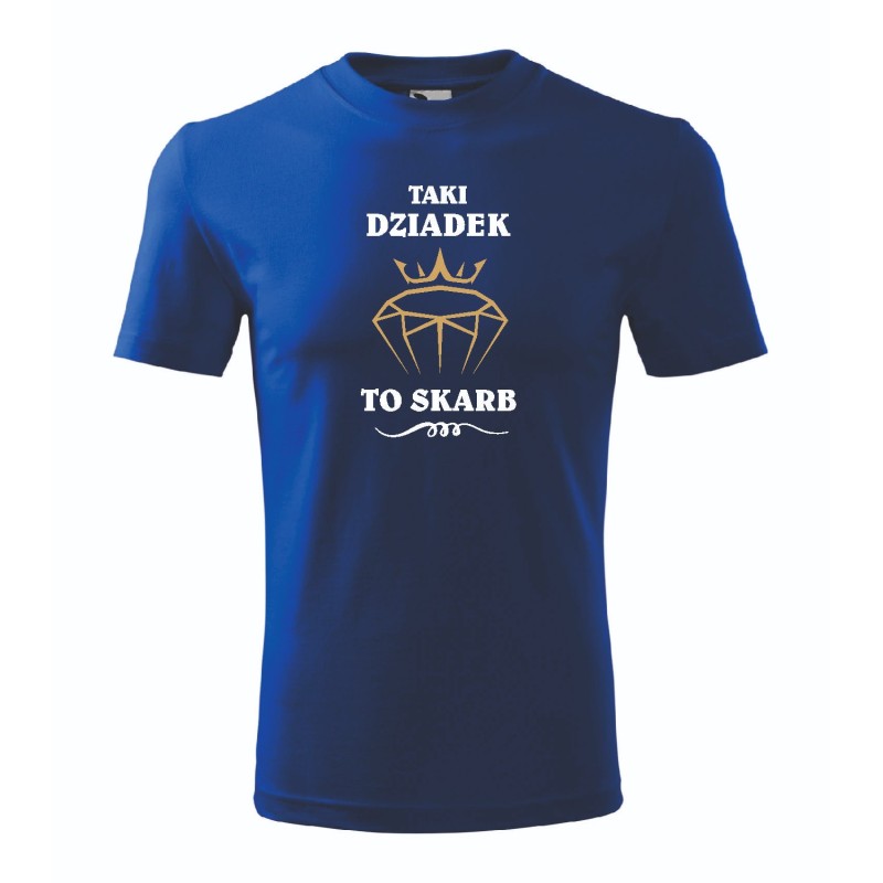 T-shirt męski chabrowy taki dziadek to skarb roz. S