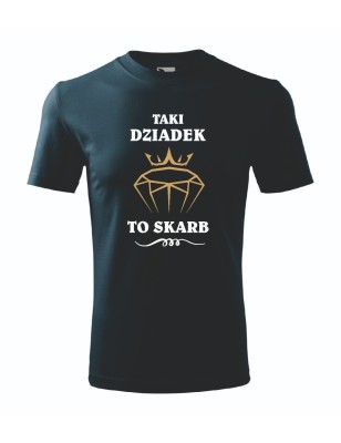 T-shirt męski granatowy taki dziadek to skarb roz. S