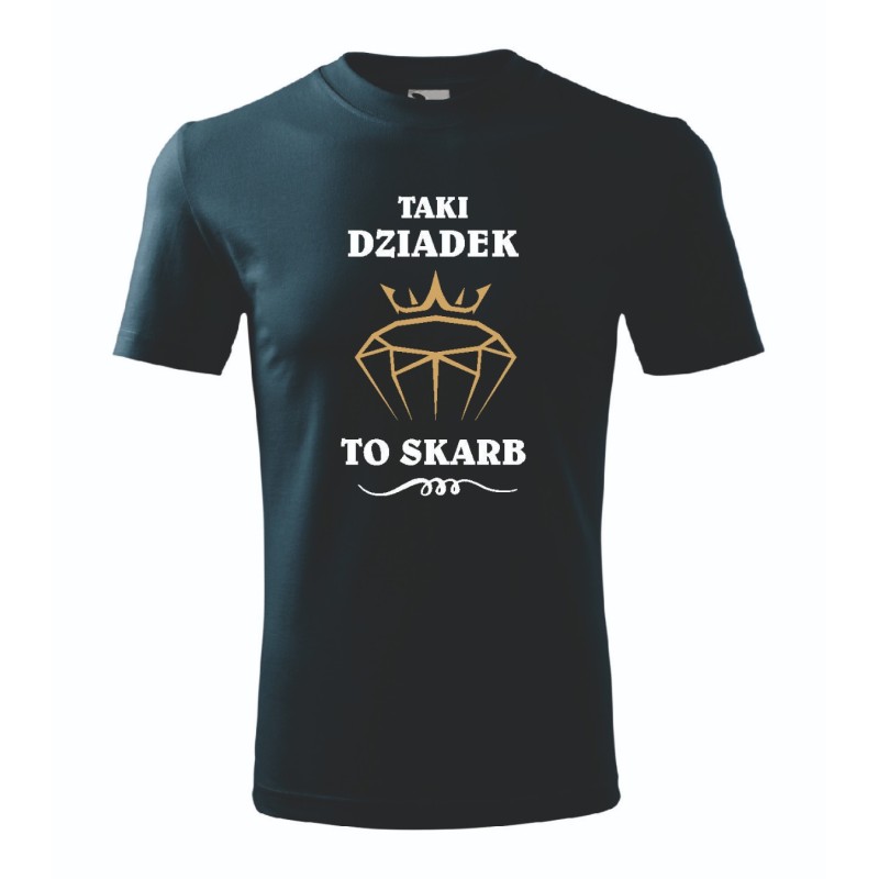 T-shirt męski granatowy taki dziadek to skarb roz. S