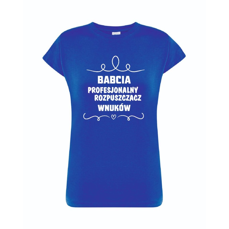 T-shirt damski chabrowy babcia rozpuszcza roz. S