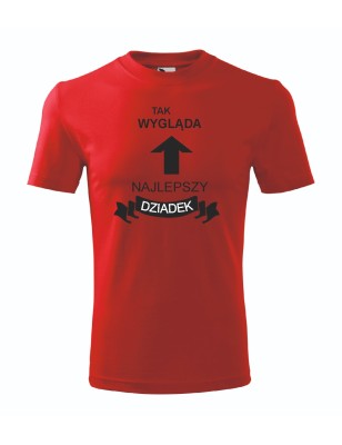 T-shirt męski czerwony najlepszy dziadek roz. S