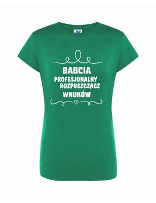 T-shirt damski zielony babcia rozpuszcza roz. S