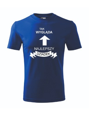 T-shirt męski chabrowy najlepszy dziadek roz. S