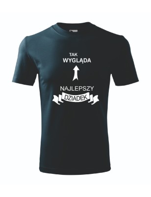 T-shirt męski granatowy najlepszy dziadek roz. S