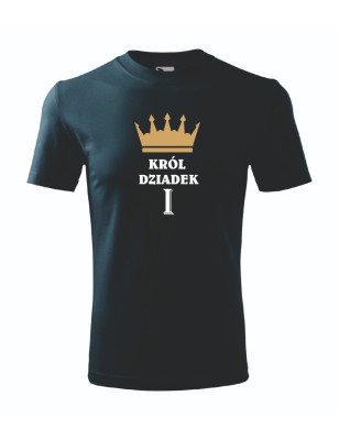 T-shirt męski granatowy król dziadek roz. S