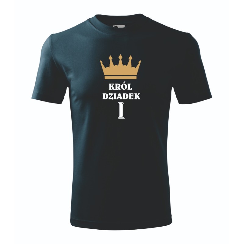 T-shirt męski granatowy król dziadek roz. S