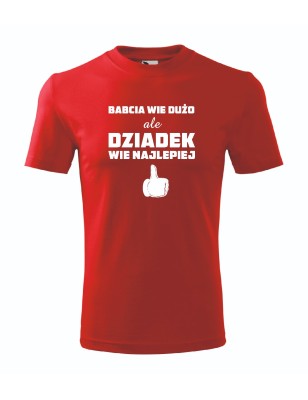 T-shirt męski czerwony dziadek wie najlepiej roz. S