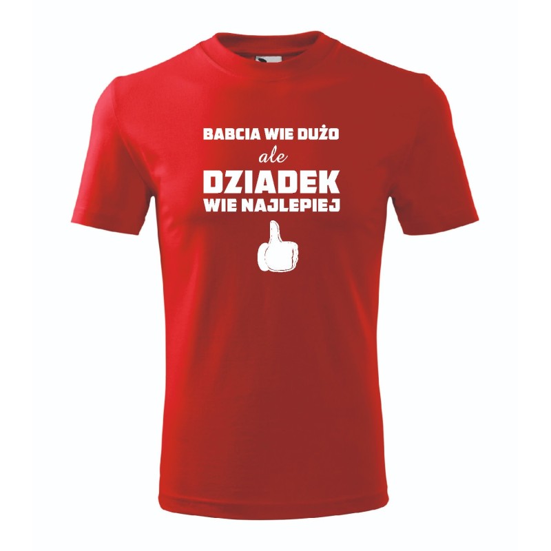 T-shirt męski czerwony dziadek wie najlepiej roz. S