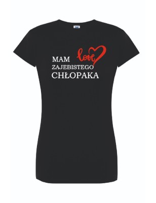 T-shirt damski czarny mam super chłopaka roz. S