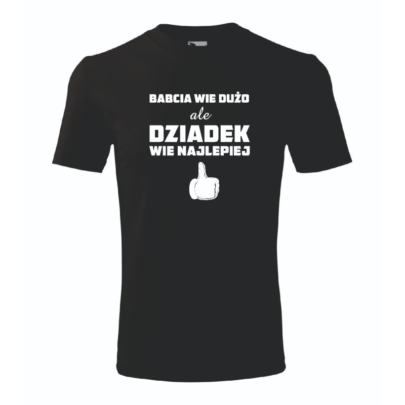 T-shirt męski czarny dziadek wie najlepiej roz. S