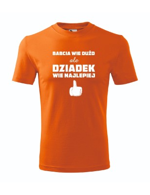 T-shirt męski pomarańcz dziadek wie najlepiej roz. S