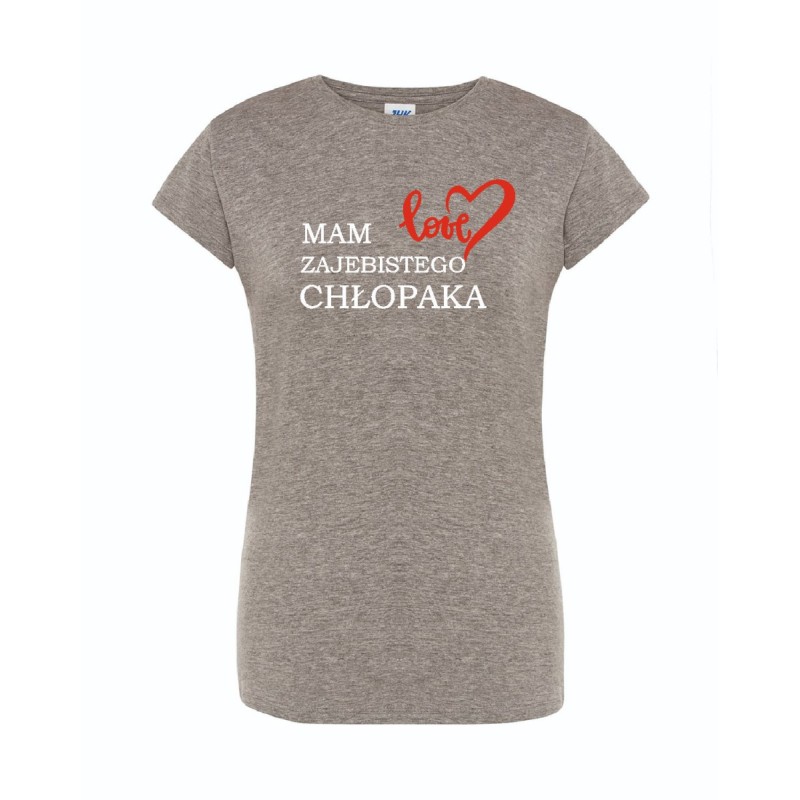 T-shirt damski szary mam super chłopaka roz. S