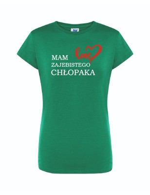 T-shirt damski zielony mam super chłopaka roz. S