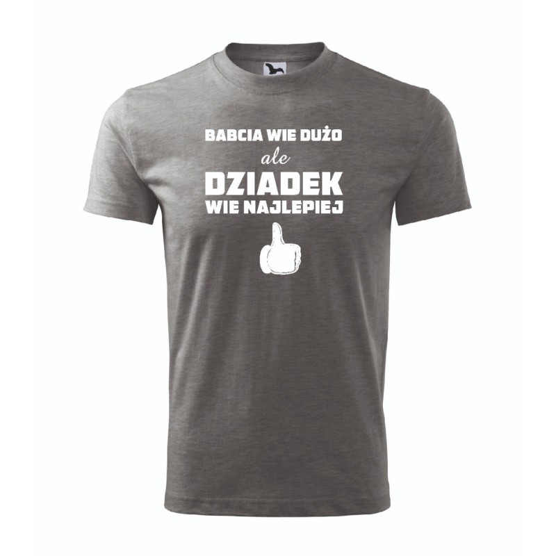 T-shirt męski szary dziadek wie najlepiej roz. S