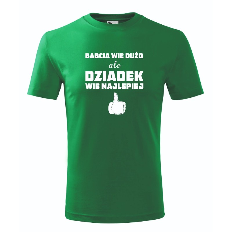 T-shirt męski zielony dziadek wie najlepiej roz. S