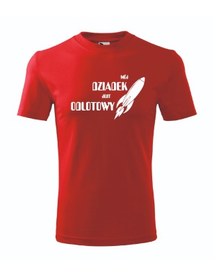 T-shirt męski czerwony odlotowy dziadek roz. S