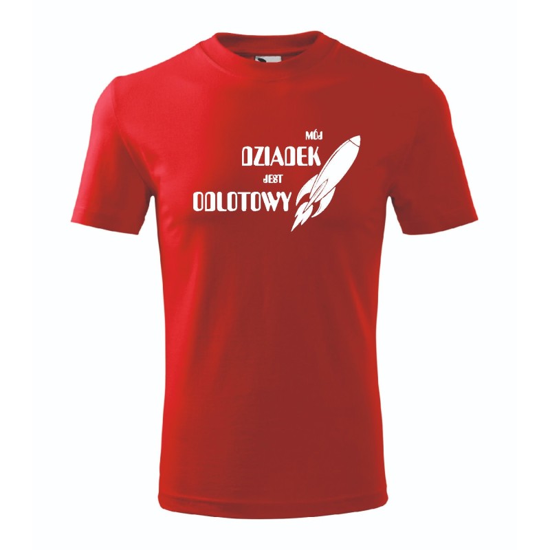 T-shirt męski czerwony odlotowy dziadek roz. S