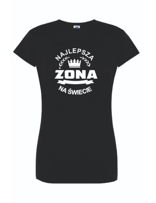 T-shirt damski czarny najlepsza żona roz. S