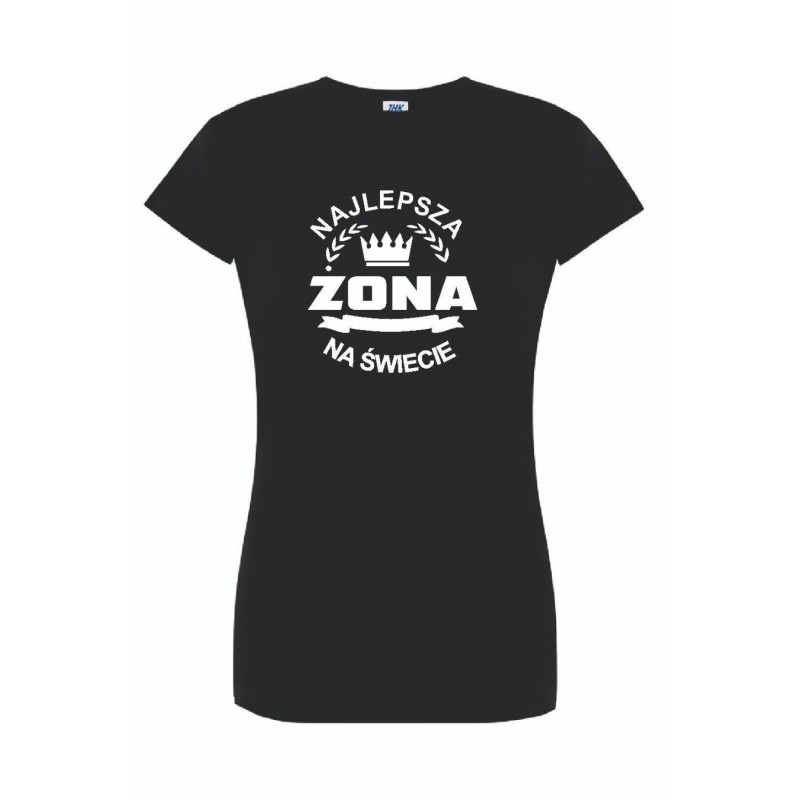 T-shirt damski czarny najlepsza żona roz. S